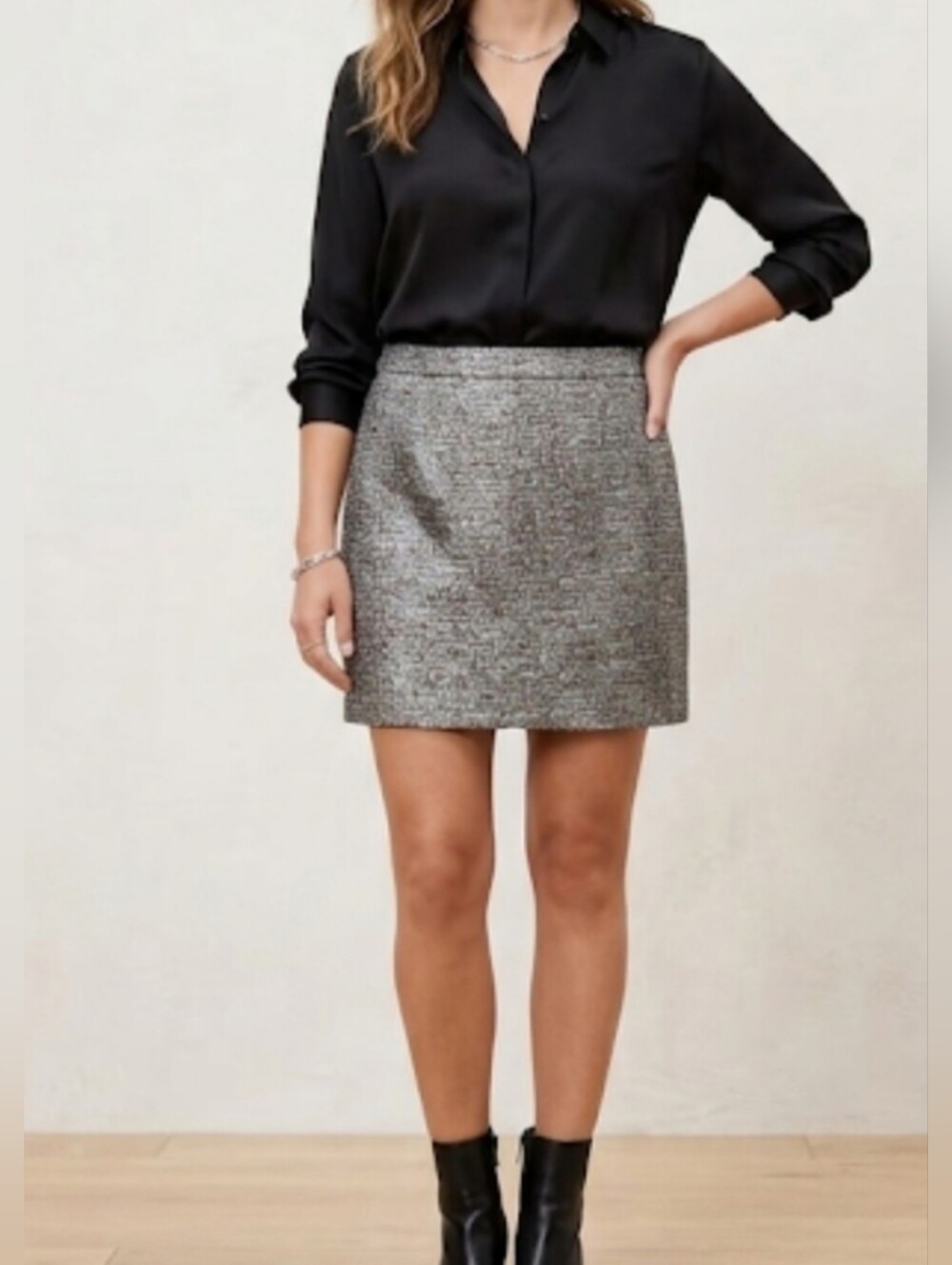 Banana Republic Metallic Textured Mini Skirt Womens Size 14
